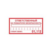 Наклейка информационный знак «Ответственный за пожарную безопасность» 100х200мм Rexant 56-0012